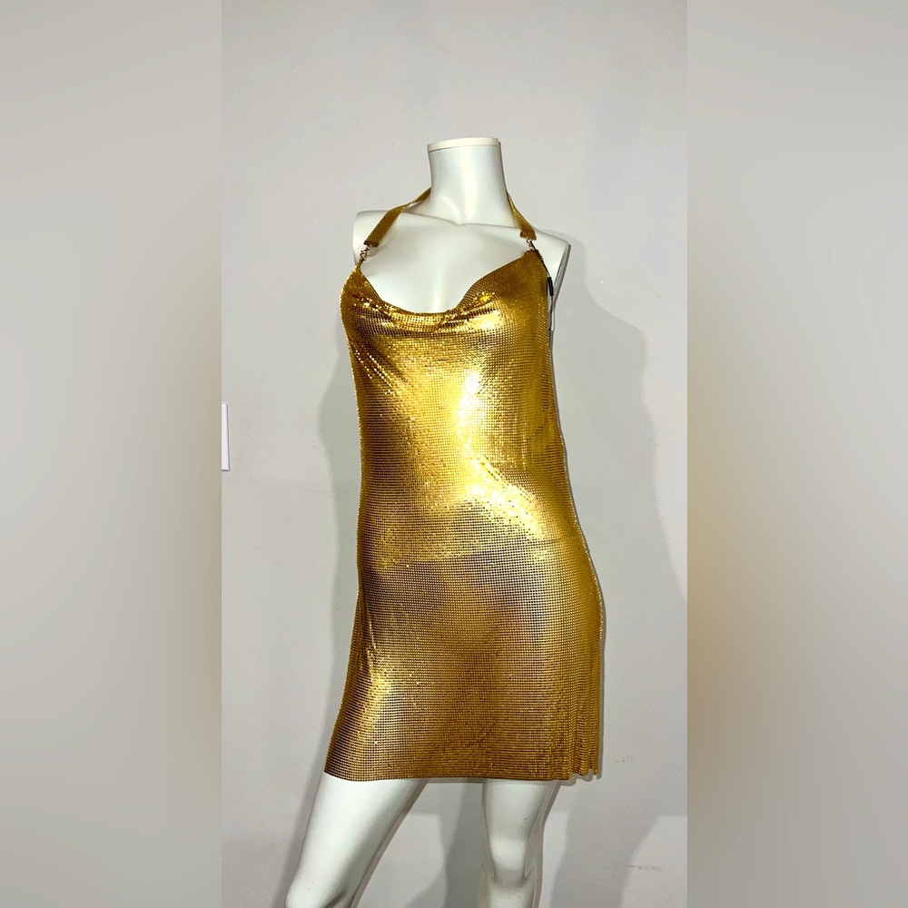 Gold Chainmail Mini Dress {NEVER WORN}